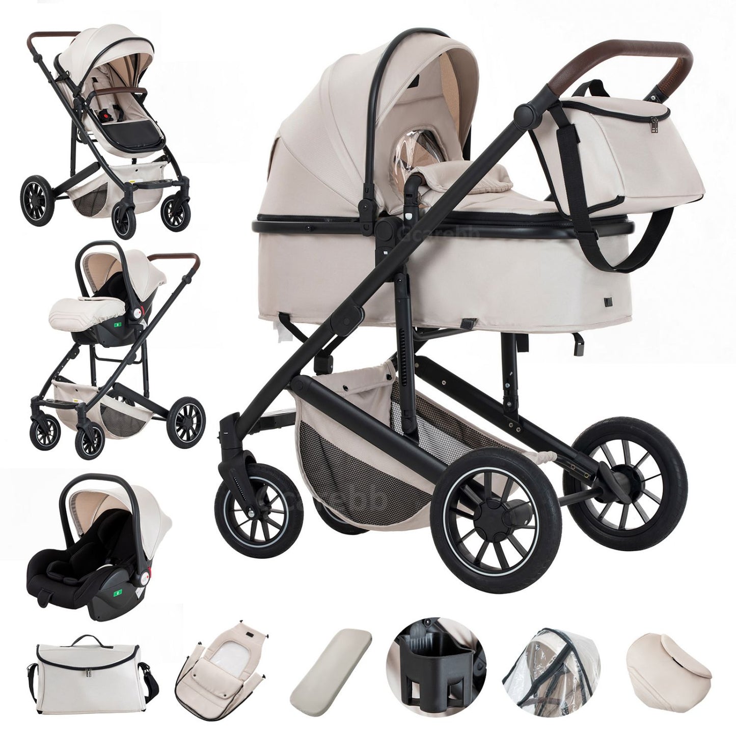 Foldable Portable Infant Stroller with Adjustable Handle for 0-4 Newborn