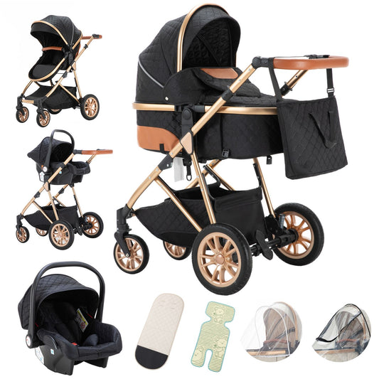 High Landscape Toddler Stroller with Adjustable Handle for 0-3 Newborn