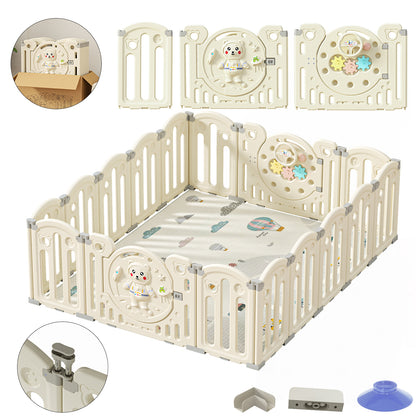 Foldable Portable Safety Baby Playpen with Locking Gate for 0-3 Newborn