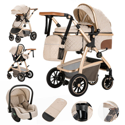 Compact Baby Stroller with Adjustable Handle for 0-4 Newborn