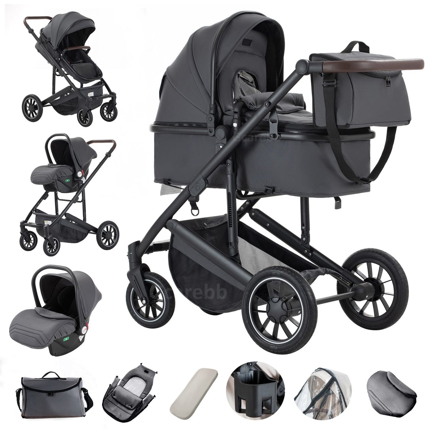 Foldable Portable Infant Stroller with Adjustable Handle for 0-4 Newborn