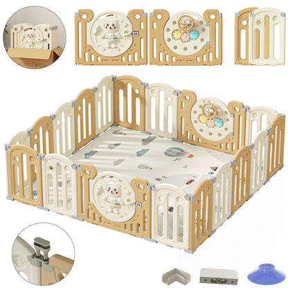 Foldable Portable Safety Baby Playpen with Locking Gate for 0-3 Newborn