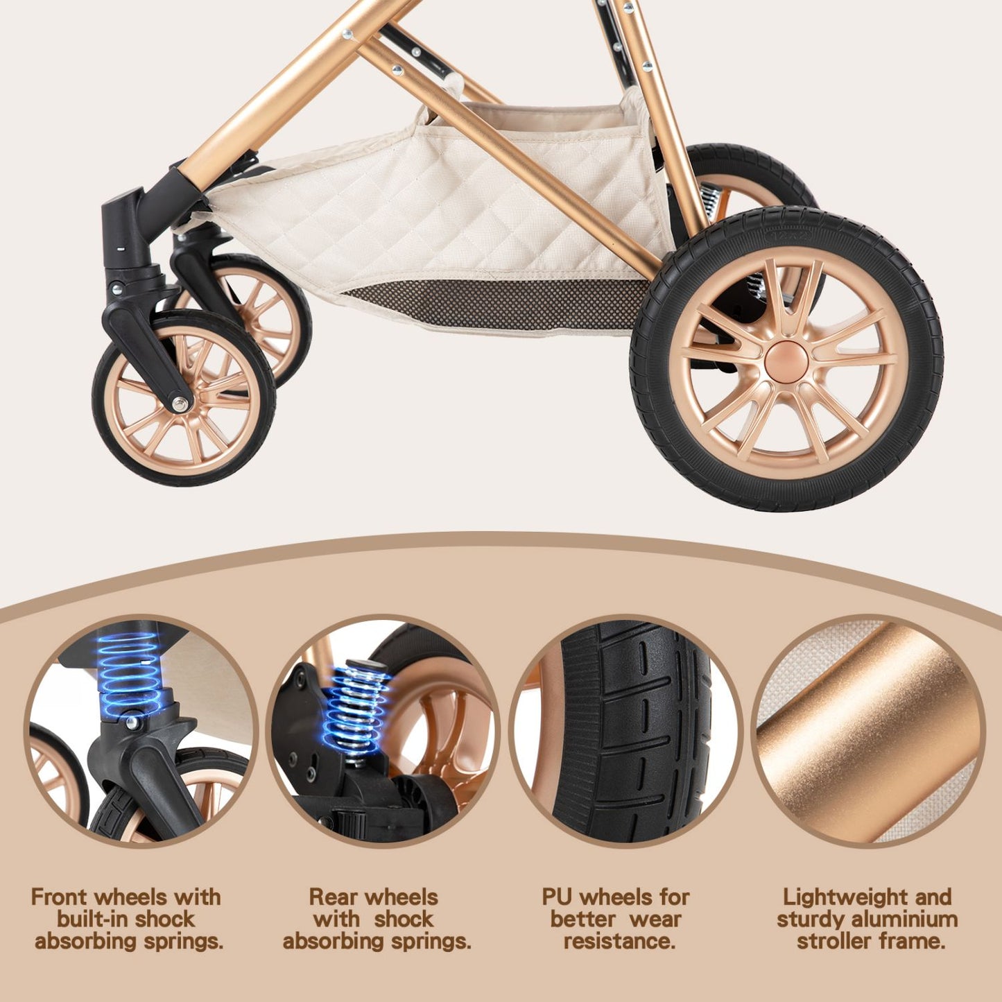 High Landscape Toddler Stroller with Adjustable Handle for 0-3 Newborn