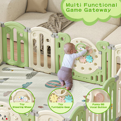 Foldable Portable Safety Baby Playpen with Locking Gate for 0-3 Newborn