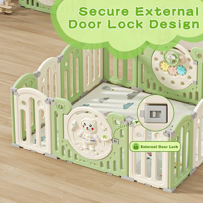 Foldable Portable Safety Baby Playpen with Locking Gate for 0-3 Newborn