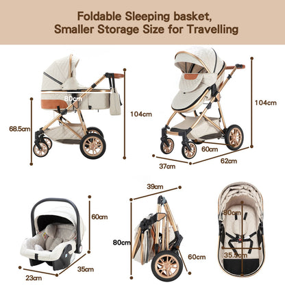 High Landscape Toddler Stroller with Adjustable Handle for 0-3 Newborn