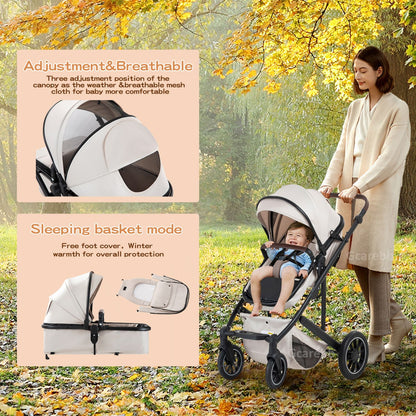 Foldable Portable Infant Stroller with Adjustable Handle for 0-4 Newborn